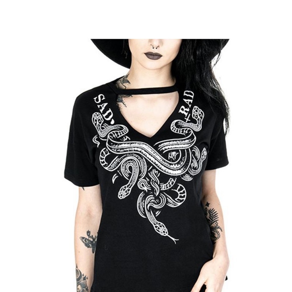 Cute goth cut out sad rad t shirt